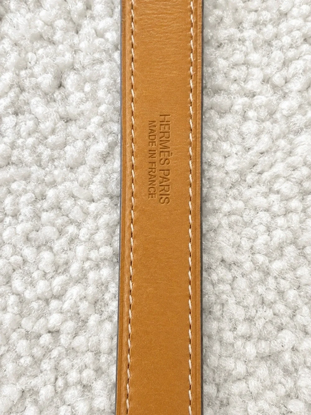 Hermes Tan Slim Leather Belt with Gold Buckle total length: 38 in / 97 cm